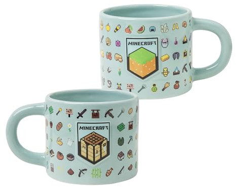 Tazza Minecraft, tazza da caffè in ceramica grande da 400 ml con licenza ufficiale, dettagli in rilievo, gadget per videogiochi per giocatori e collezionisti, tè, cioccolata calda