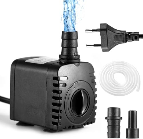 Bomba sumergible de 8 W de 600 L/H, bomba de fuente de agua silenciosa con flujo de agua ajustable continuamente para contenedores de peces, estanque, acuario (UE)