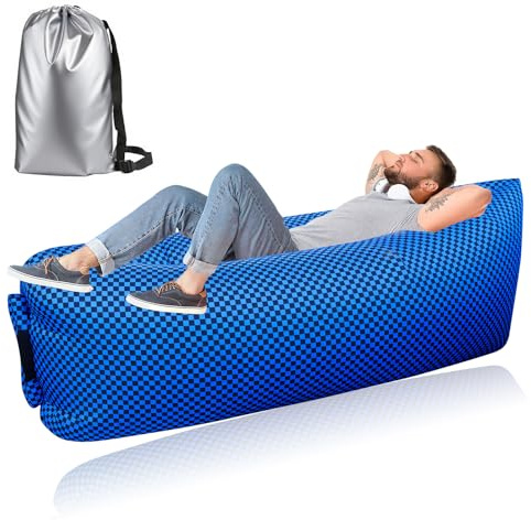 Dwafill Hamac Gonflable, 185 * 70CM Transat, Canapé, Sofa, Chaise Longue Gonflable, avec Le Portable Package, pour Le Camping, la Mer, la Plage, Le Festival de Musique (Cryptage, B)