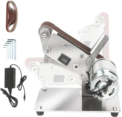 Mini Ponceuse à Bande électrique Polissage-meulage Aiguiseur DIY Mini Banc Moulin à Bande Kit pour la Fabrication de Couteaux, Le Travail du Bois