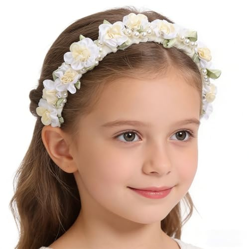 Corona de Flores, Diadema Bohemia para Novia y Damas de Honor, Accesorios para el Pelo de Boda, Festival, Cosplay, Blanco