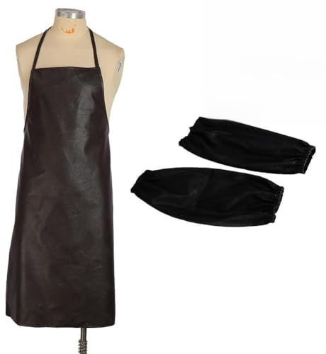 Tablier de travail en cuir de soudage, tablier de protection robuste avec manches, résistant à la chaleur, résistant à l'usure, vêtements de travail de sécurité pour forgeron charpentier