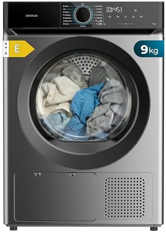 Cecotec Asciugatrice a Pompa di Calore 9Kg Bolero Dresscode Dry 9180 Steel.650W, Classe E(A++), 15 Programmi, 3 Livelli Asciugatura, SpaCare, Antipiega, Accessorio Scarpe, Steel, Risparmio Energetico