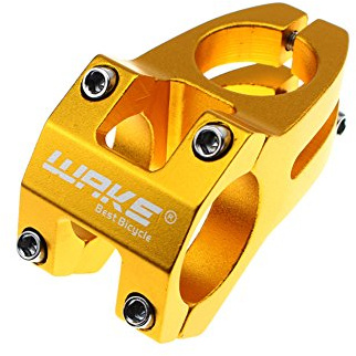 Wake kurzer Lenkervorbau fürs Fahrrad (Mountainbike, Rennrad, MTB, BMX, normales Fahrrad), 31,8 mm, 45 mm lang, goldfarben