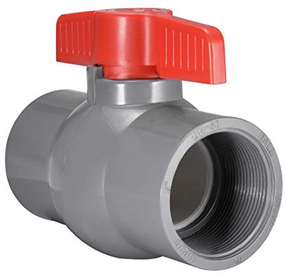 sourcing map Válvula De Bola Pvc Tubo De Suministro De Agua Extremos De Rosca Interior De 2 De Diámetro De Orificio De Gris Rojo