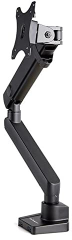StarTech.com Skrivbordsfäste monitorarm med 2 x USB 3.0-portar – smal full rörelse justerbar enkel bildskärm VESA-montering upp till 8 kg skärm – ergonomisk ledarm – skrivbordsklämma/genomföring (ARMSLIM2USB3)