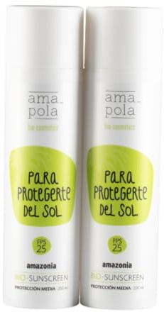 AMAPOLA BIO-COSMETICS - Crema Solar Mineral SPF 25 Formato Grande – Protector Solar Mineral para Toda la Familia - Fórmula Biodegradable - Sin Tóxicos - 200 ml [Pack de 2]