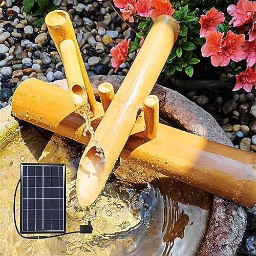 Fontaine À Eau Solaire De 40,6 Cm avec Pompe, Fontaines en Bambou D'extérieur Fontaine Solaire en Bambou À Bascule Japonaise, pour Pelouse D'arrière-Cour Intérieure Extérieure