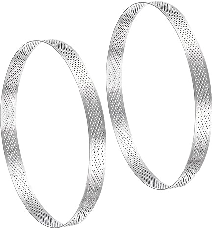 uxcell 2pcs Stainless Steel Cake Rings for Baking, Perforated Cake Mousse Ring Kitchen Baking Heat-Resistant 7.8 Diameter, 0.8 Height,for Cake Dessert, Silver