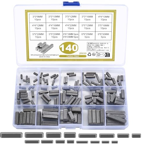 bayidun 140 st fjäderkilar sortiment av passfjädern, 3–4–5–6 mm parallell drivaxelnyckel, fjädernyckel, medtagarkil sats, svänghjul remskiva vevaxlar sortiment kit