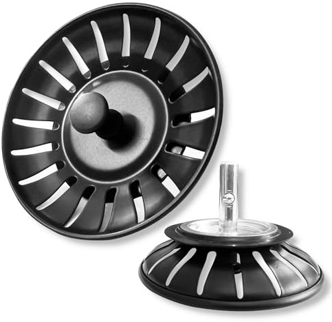 2 Stück Küchenspüle Sieb, Spülbecken Siebkörbchen Edelstahl Spülbecken, Edelstahl Spülbecken Sieb Stopper, Abflussstopfen, Siebkörbchen Spüle,für Küchenspüle Sieb Antiblocking 78mm (schwarz).