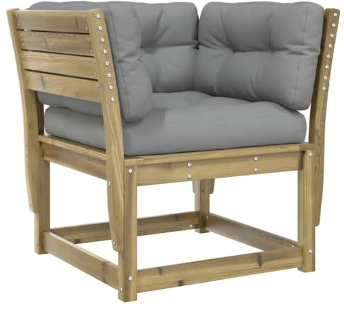 vidaXL Gartensofa mit Armlehnen Kissen, Outdoor Sofa Modular mit Latten-Design, Gartensessel mit Rückenlehne, Gartenmöbel Terrassenmöbel, Massivholz Kiefer