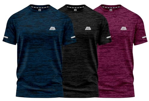 mymixtrendz Pack of 3 Mens Active Short Sleeves T Shirt Olympic Casual Uniform Work Wear Regular Fit Round Neck Multi-Colours Gift T Shirt Top