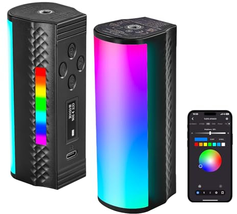 NEEWER Handlichtstab Magnetischer Lichtstab mit APP Steuerung, 360°Voll RGB Mini LED Videoleuchte Stab mit 2500mAh Akku, 2500K~8500K dimmbar CRI 97 mit 17 Lichtszenen für Fotografie Vlog TikTok, TL97C