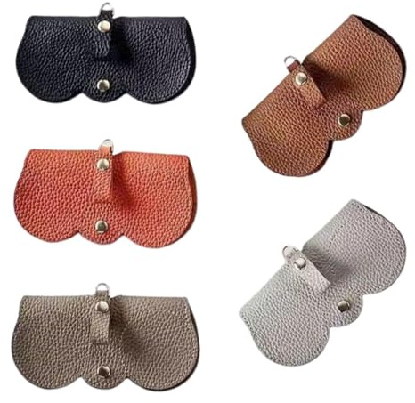 ZGDEIWGF 5 tasche per occhiali da sole, custodia per occhiali da sole, custodia per occhiali in pelle, custodia per occhiali antigraffio, tasca portatile per occhiali da esterno, Nero , Taglia unica