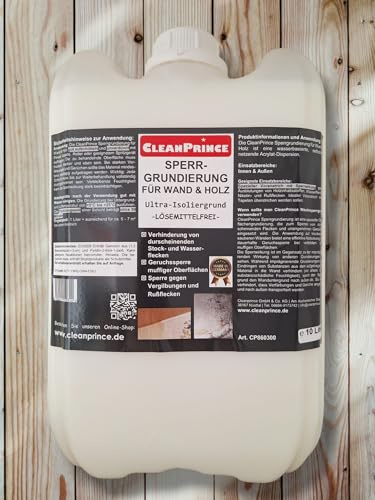 CleanPrince Primer för vägg och trä 10 liter | ultra – isolerande bas barriär lösningsmedelsfri luktbarriär | ingen färg
