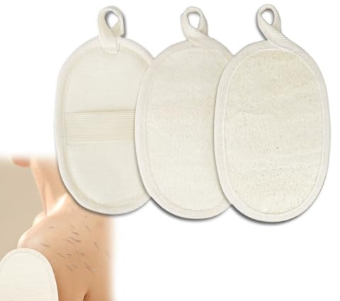 JINGIHE 3 stycken luffasvamp peeling kroppskudde, naturlig rengöring Loofah Pad Body Scrubber, mjuk badsvamp rituals peeling dusch svamp kropp för kvinnor män badrum spa (8 x 12 cm)