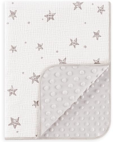 Susurration Coperta per bambini in cotone Coperte per neonati, Morbida coperta per gattonare 75x100cm, Multifunzionale coperta coccolosa Minky per bambini piccoli bambine e bambini (Stella Crema)