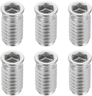 sourcing map 6Pcs Threaded Inserts Nuts, M8x25mm Hex Socket Drive Nut Inserts for Wood - 304 Stainless Steel Screws Furniture Screw in Nuts Bolt Fastener Connector Wood