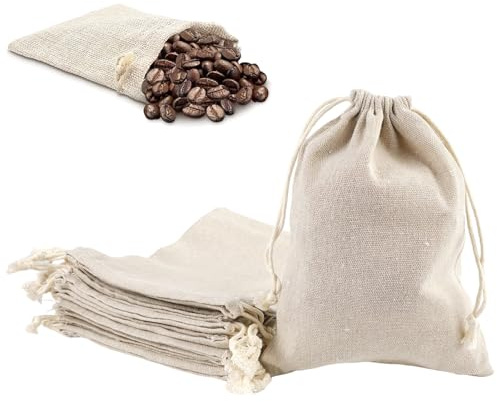 12 Piezas Bolsas de Algodón con Cordón, 15 x 20 cm Reutilizable Bolsas de Algodón Pequeñas, Sac en Coton avec Cordon de Serrage, para Joyería Envoltura, Fiesta, Bodas, Navidad, Almacenamiento