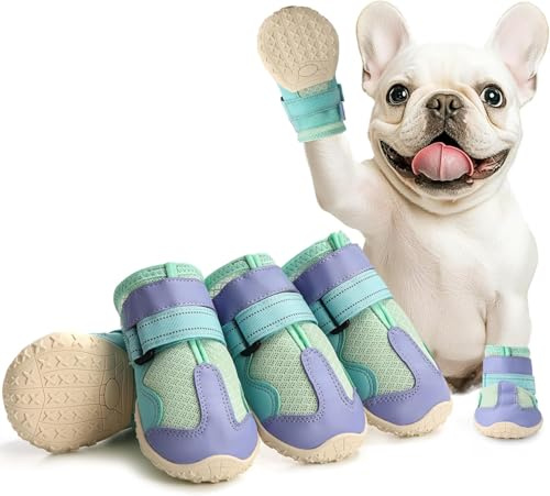 AOKOWN Dog Shoes for Medium Dogs, Large Dog Boots for Winter Snow, Hot Pavement, Dog Booties & Paw Protectors Blue Size 5