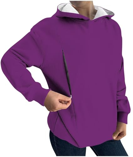 HAOLEI Incinta Allattamento Felpa Donna Manica Lunga Allattamento Camicia maternità Moda Maglione Caldo per L'Allattamento al Seno Top Allattamenti in Pile Felpa Premaman Loungewear al Seno