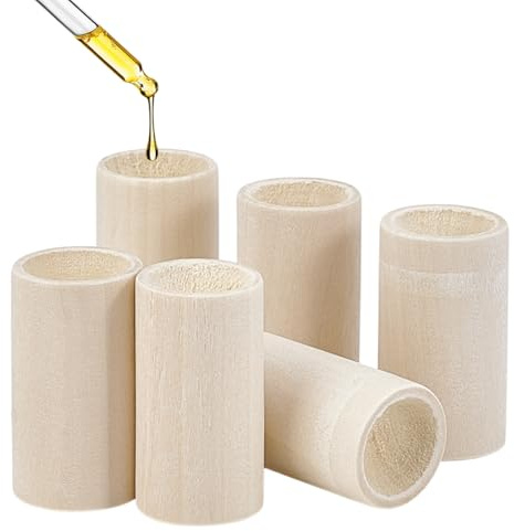 PH PandaHall 6pcs Wooden Essential Oil Diffuser Small Wood Fragrance DIffusers, Round Wooden Aromatherapy Diffuser for Home Bedroom Office Toilet Car Yoga Room Sauna Room, 1.7x0.9 inch
