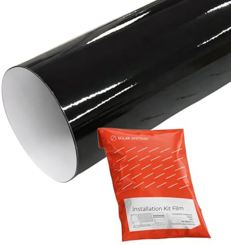 Solar Systems – Autocollant Voiture, Film Teinté, Covering Noir Voiture, Autocollant Moto, Emballage – Application Facile, Retrait sans Traces – G12 2080 Noir Brillant - 152x100