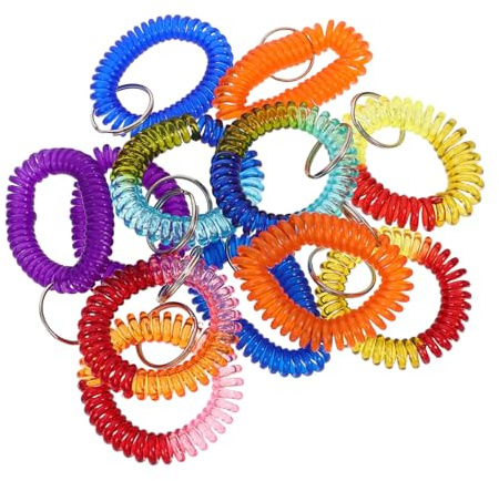 Alipis 12 Piezas Pulsera Espiral Plástico Estirable Llaveros Resistentes para Gimnasio Piscina Sauna Oficina y Actividades al Aire