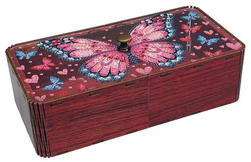 Cofanetto Porta Gioielli in Diamante Art, Kit di Archiviazione in Legno per Creazioni Diamond Art Kits, Organizer Elegante per Ufficio e Vanity, Decorazione per la Casa e Scrivania