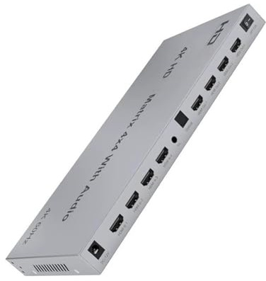 4K@60Hz 4x4 HDMI-kompatibel matris med ljudextraktor HDR 18Gbps HDMI 2.0-matrisväxlare Splitter 4 in ut Stöd for RS232(4K 60Hz 4x4)