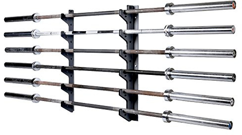 Suprfit Ratmar 6 Hantelablage - Langhantelablage per Wandhalterung, Hantelauflage für bis zu 6 Hantelstangen, gepolsterte Ablageflächen bewahren die Barbells vor Kratzern, platzsparendes Design