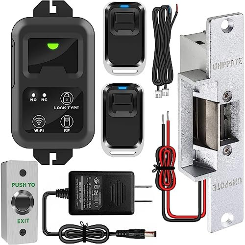 UHPPOTE Kit de verrouillage de porte électrique WiFi 2,4 GHz avec télécommande et application smartphone