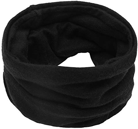 YONKOUNY Scaldacollo in Cotone Unisex Invernale Caldo Morbido Sciarpa a Collo Tinta Unita Infinity Loop Sciarpa (Nero)
