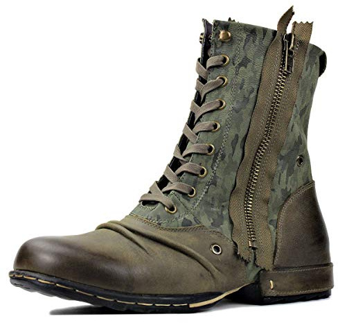 COWSDELLA Herr Stövlar Motorcykel Chukka Mode Känga Läder Vandring Combat Boots för Män Mid-Calf Dragkedja