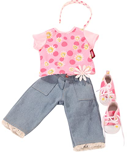 Götz 3403260 Kombination Daisies - Puppenbekleidung Gr. XL - 5-teiliges Bekleidungs- und Zubehörset für Stehpuppen 45-50 cm