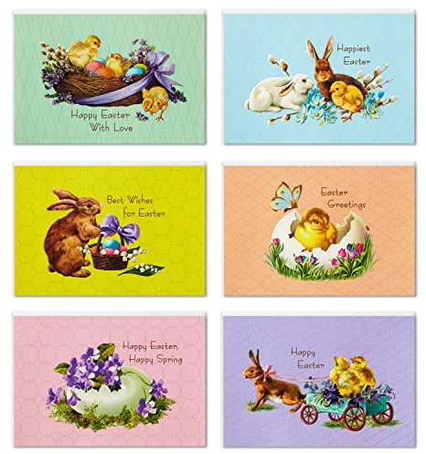 Hallmark Vintage Easter Cards Assortment, Chicks and Bunnies (24 Cards with Envelopes)