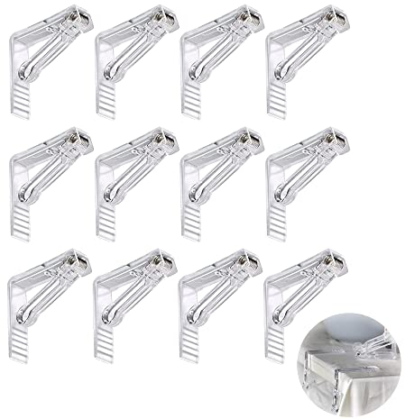 USHS 12 Stück Tischdeckenhalter Garten Tuchklammer Tischtuchklammern Tischdecke Clips Kunststoff Tischdeckenklammer mit Feder Transparent Tisch Clips für Hochzeiten Familienessen Party Picknick