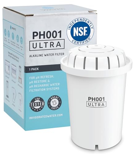 Invigorated Water PH001 Ultra Alkaline Water Filter – Replacement Cartridge for Pitchers – pH Water Filter, 379 Liters Capacity (1-Pack White)