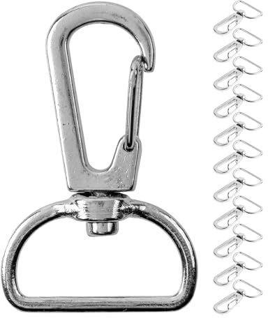 Karbinhake med vridlås, 12 st, 20 mm D-ring med karbinhake, pocketkarbinhake 360° vridbar öljettring, metallbältesspänne med krok för hantverk, karbinhake för axelrem