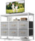 ODK Kommode mit Schubladen, mit 2 Steckdosen und 2 USB, 6 Großen Stoffschubladen, Multifunktionaler Schubladenschrank Geeignet für Schlafzimmer und Wohnzimmer, 100 * 30 * 85.2cm, Weiß