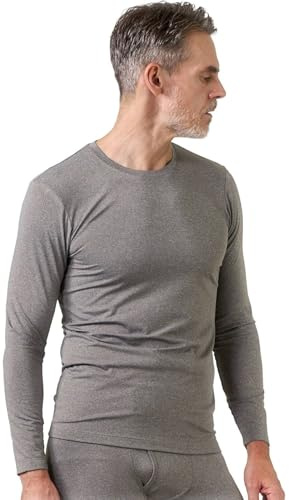 LAPASA Termounderkläder för män, innerfleece undertröja, fotboll utomhus sportskjorta (M09 varm/M55 värmare/M26 extra varm), 2024 M09 ljusgrå (1 pack topp), S