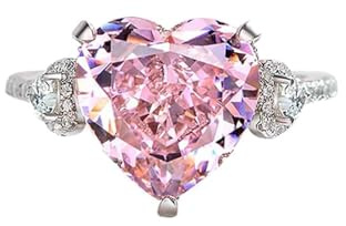 IMINI Pinker Diamant-Herzring für Damen und Mädchen, funkelnde Ewigkeit, Liebe, Zirkonia, Kristall, Fingerband, luxuriös, Statement-Ringe, verstellbar, erweiterbar, Verlobungsringe, eleganter Schmuck