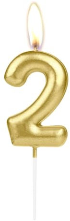 Funkelndes Licht goldene Geburtstagszahl Kerze, goldene Zahl 2 Kuchen Kerze, Geburtstagskuchen Topper Cupcake Mädchen Boy, Hochzeitstag Dekoration