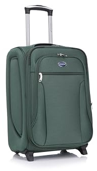Aerostar Carry-on 20 Lightweight Soft Expandable Suitcase, Hand Luggage 2 Wheel & Combination Lock, 55x35x25cm | Accepted All Airlines Including British Airways (Forest Green, 32 litres)