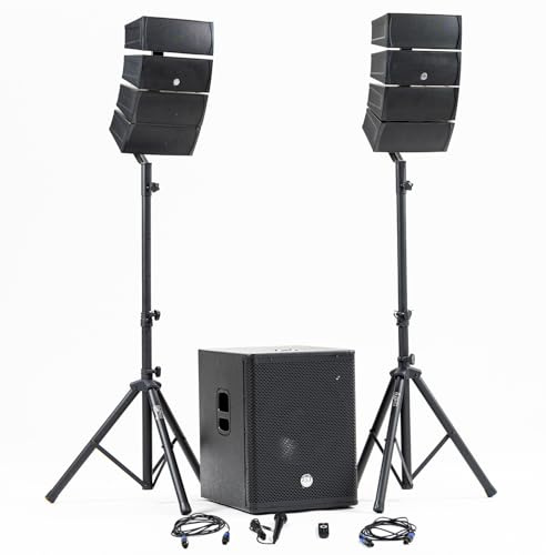 Pack Sono DJ Complet BM Bmsonic BMS-15-ARRAY-BT, 1200W, Enceintes Satellites, Caisson 38cm USB/Bluetooth, Supports Câbles