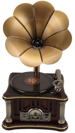 Bluetooth Fonograph Player, Versión Portátil Gramófono Vintage Retro Style Subwoofer Stitderer/Aux in, CD, FM/Am Radio, Fonógrafo de Madera Gramófono Turntable (Brown)