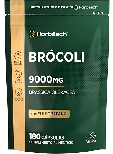 Brócoli Cápsulas 9000mg | Sulforafano de Alta Dosis | 6 Meses de Suminsitro - 180 Cápsulas Veganas | Broccoli Sprout | Horbaach