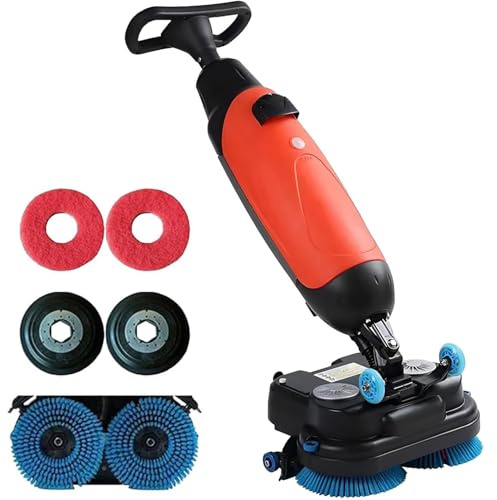 RETRIN Máquina Limpiadora y Pulidora Eléctrica Profesional - Fregadora de Suelos 3 en 1 con Doble Cepillo Rotativo 360°,Inalámbrica, Ancho 43 cm (16.9),para Hoteles,Supermercados y Suelos de Terrazo