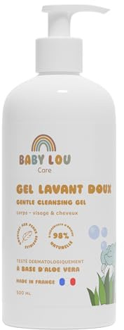 BABYLOU CARE | Gel detergente delicato 500 ml | Pulisce, viso corpo e capelli | 98% di ingredienti di origine naturale | Adatto per pelli sensibili e dermatologicamente testato | Made in France
